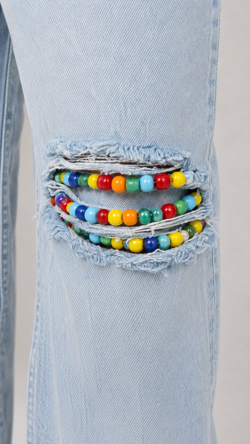 Candy Pop Distressed Baggy Jeans