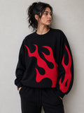 Black & Red Flame Oversized Sweatshirt