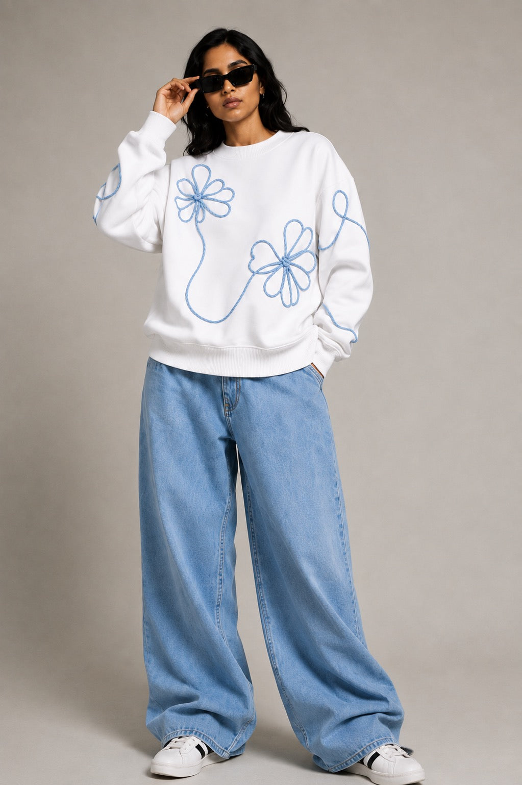 Blue Bloom Oversized Sweatshirt