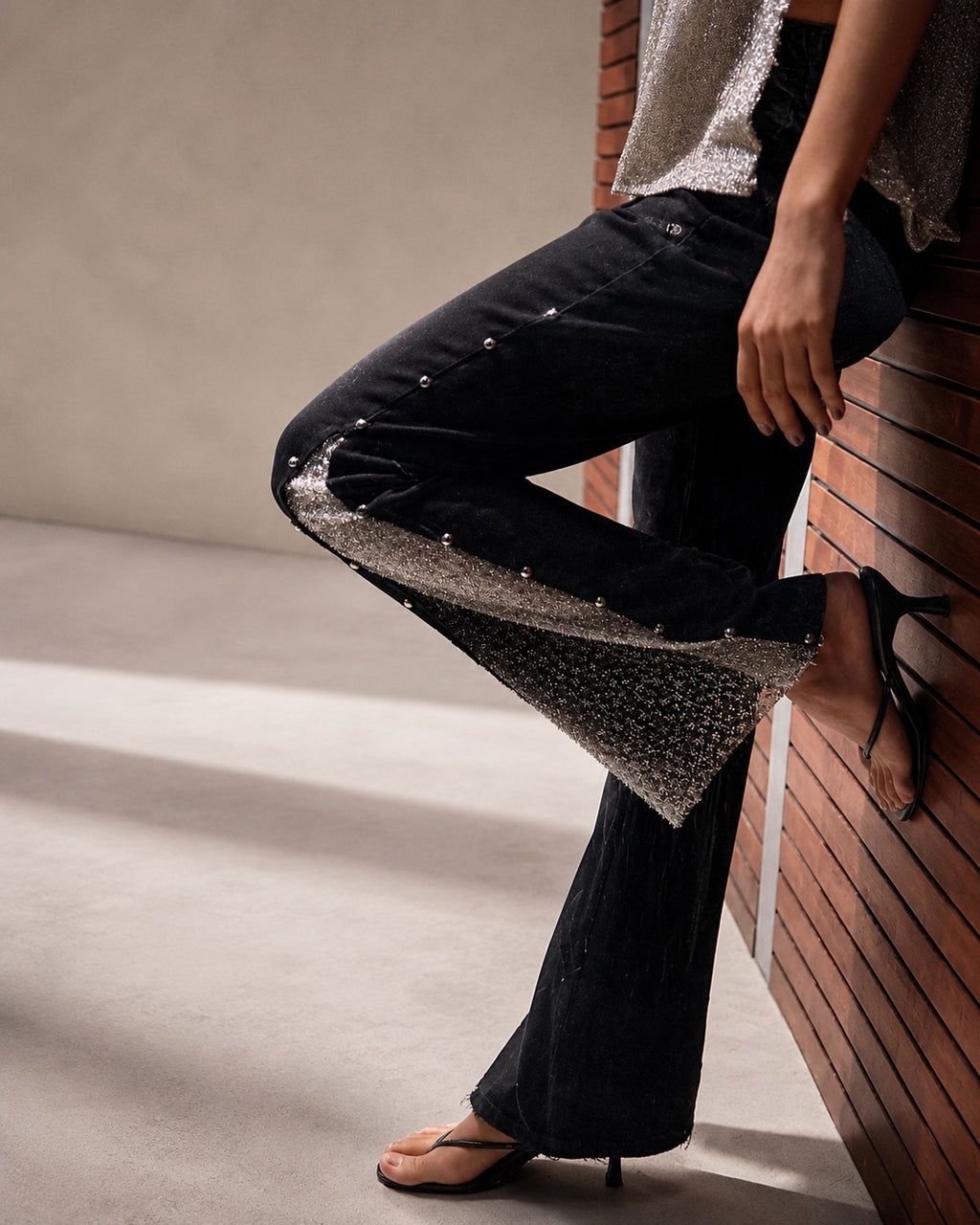 Spark Embellished Flare Jeans