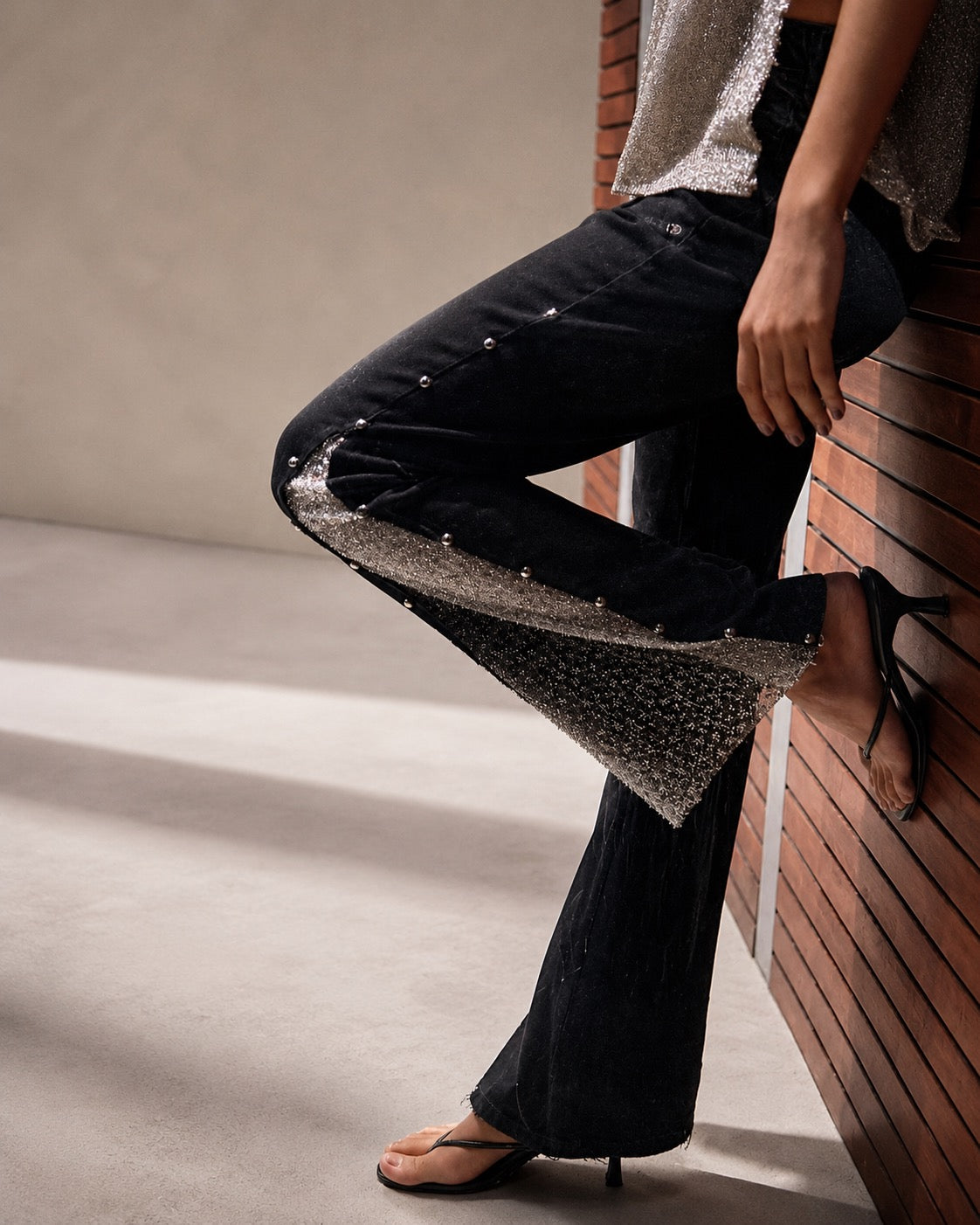 Spark Embellished Flare Jeans